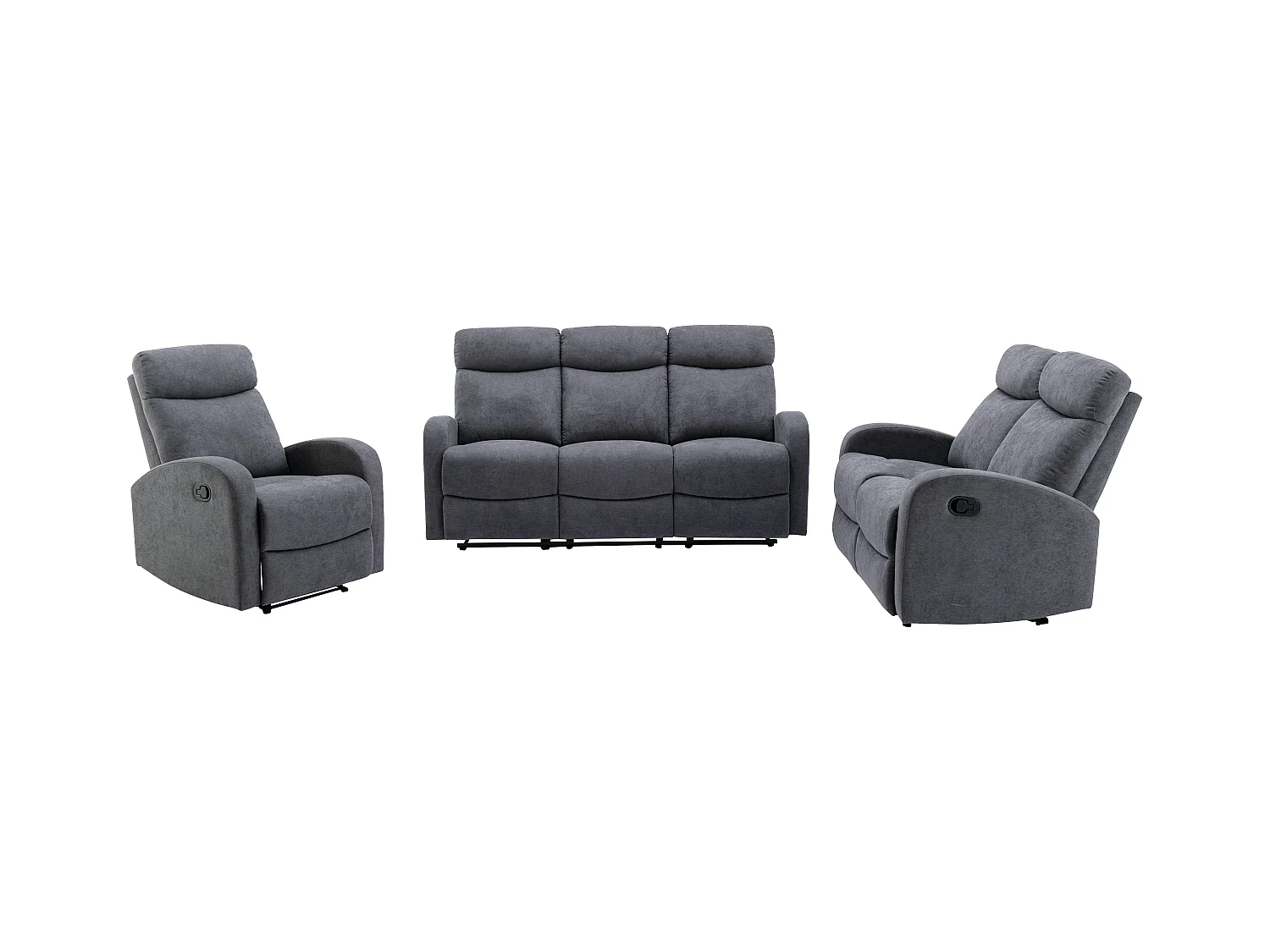 Couchgarnitur Relax 3+2+1 - Stoff - Grau - EVELYN