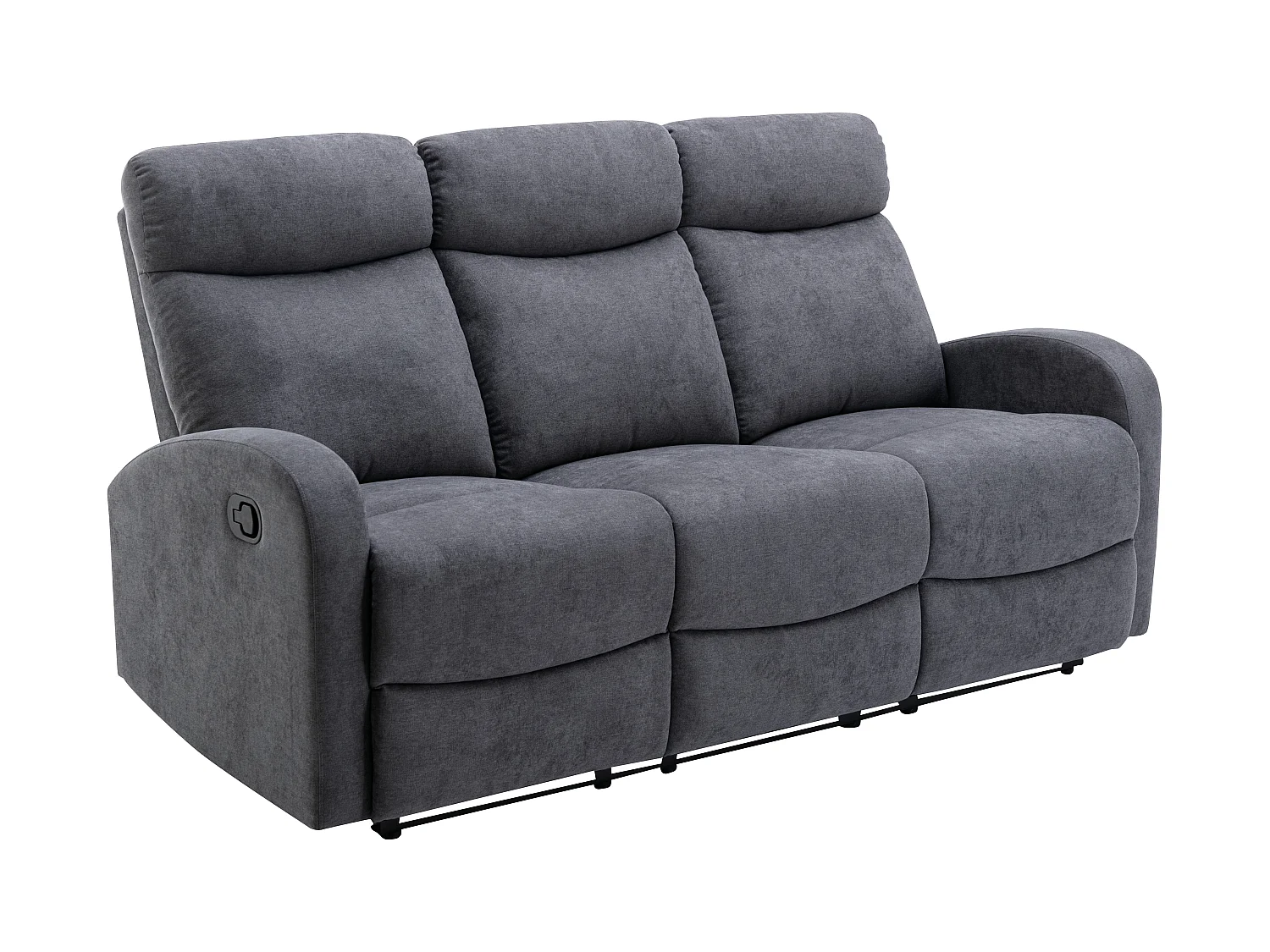 Canapés 3 places 2 places et un fauteuil relax en tissu gris EVELYN