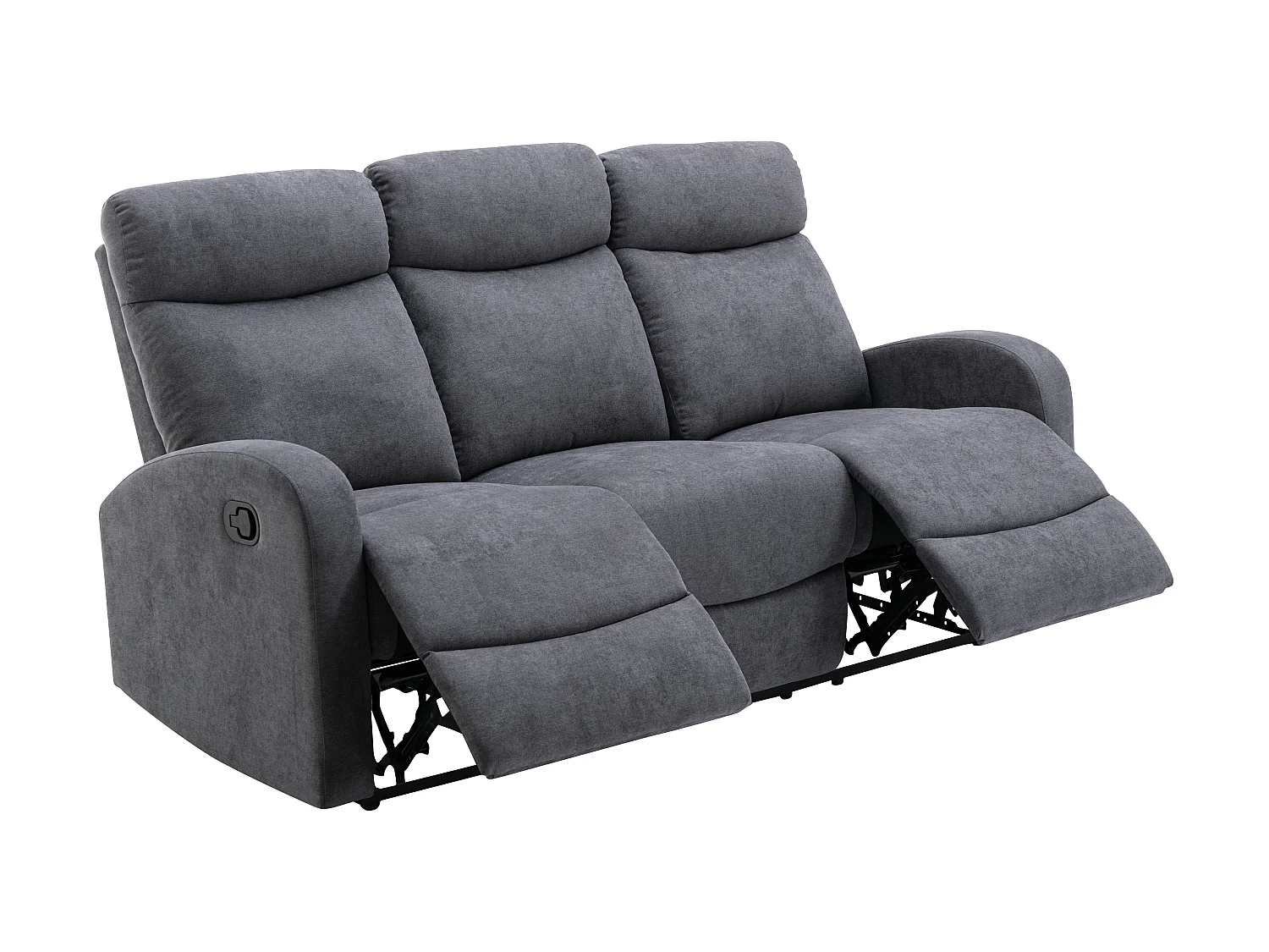 Canapés 3 places 2 places et un fauteuil relax en tissu gris EVELYN