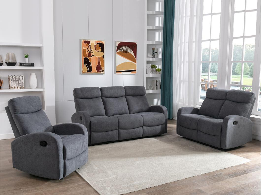 Couchgarnitur Relax 3+2+1 - Stoff - Grau - EVELYN