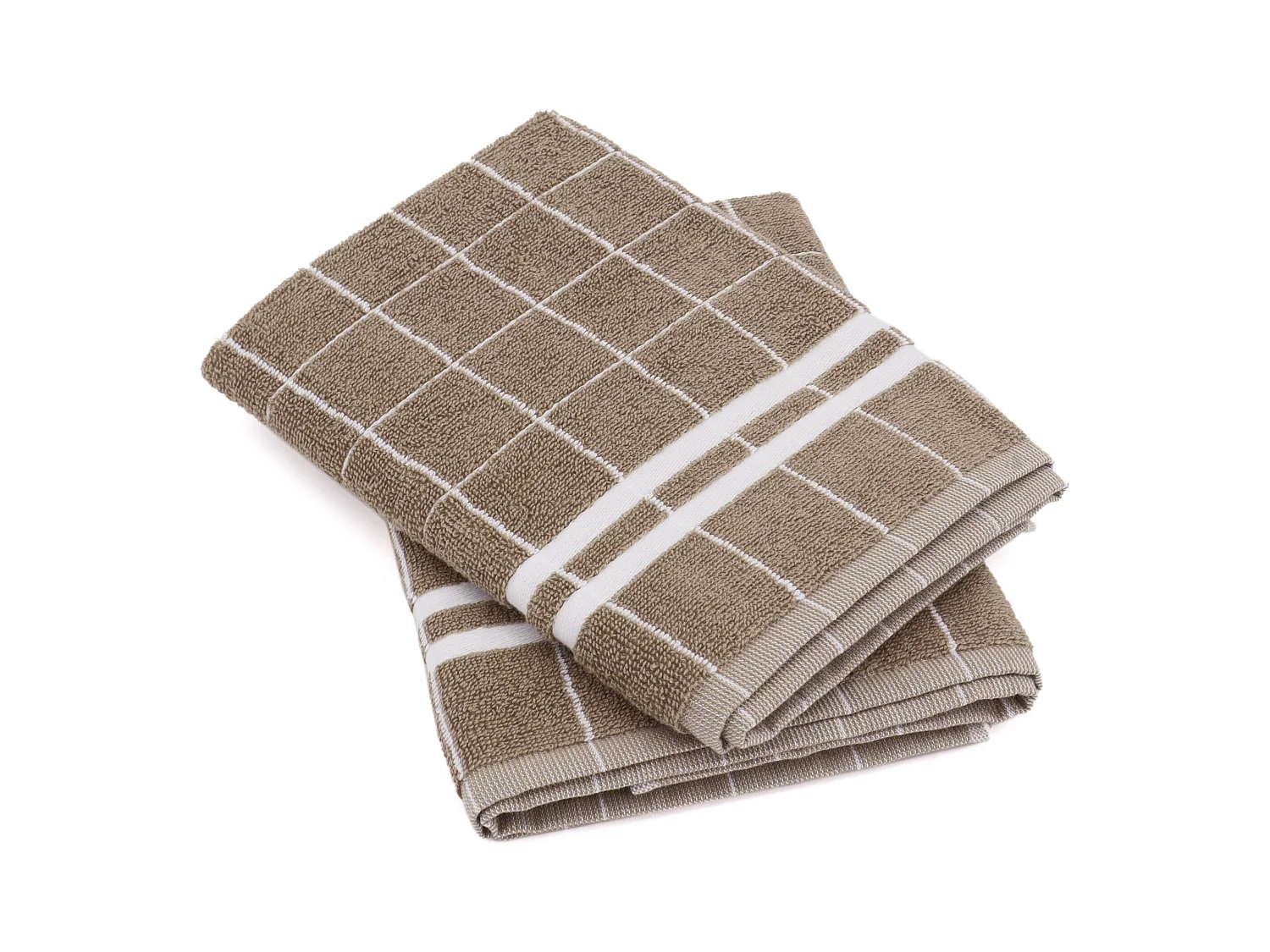 Lot de 2 torchons de cuisine éponge 50x50 cm coton NEW SQUARES marron