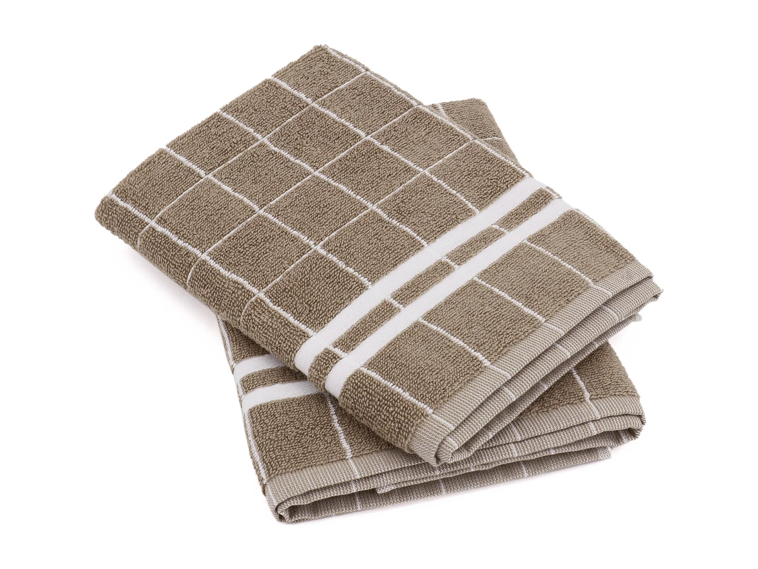Lot de 2 torchons de cuisine éponge 50x50 cm coton NEW SQUARES marron