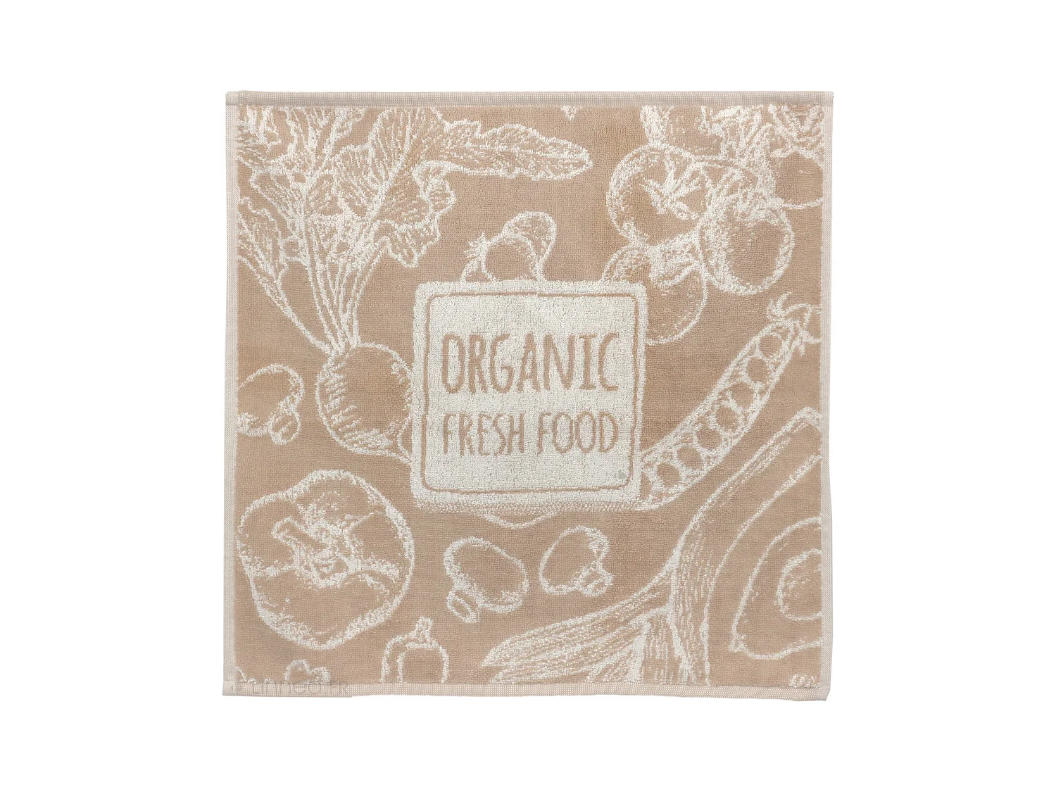 Lot de 2 torchons de cuisine éponge 50x50 cm coton ORGANIC marron