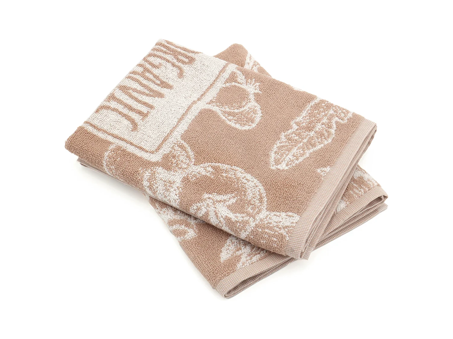 Lot de 2 torchons de cuisine éponge 50x50 cm coton ORGANIC marron