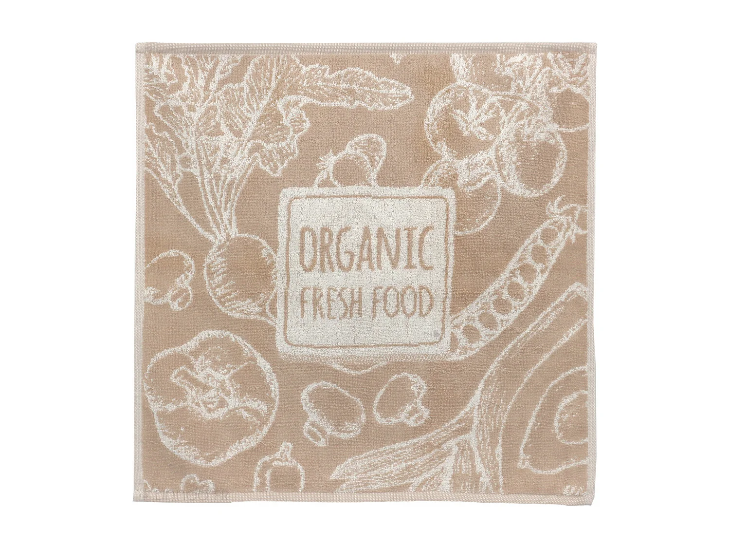 Lot de 2 torchons de cuisine éponge 50x50 cm coton ORGANIC marron