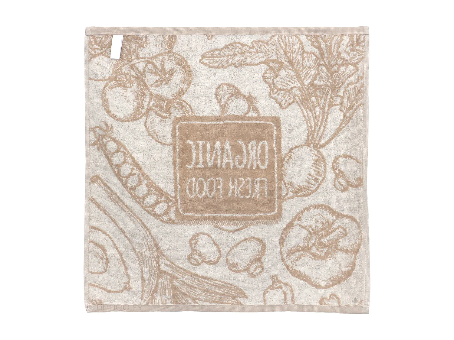 Lot de 2 torchons de cuisine éponge 50x50 cm coton ORGANIC marron