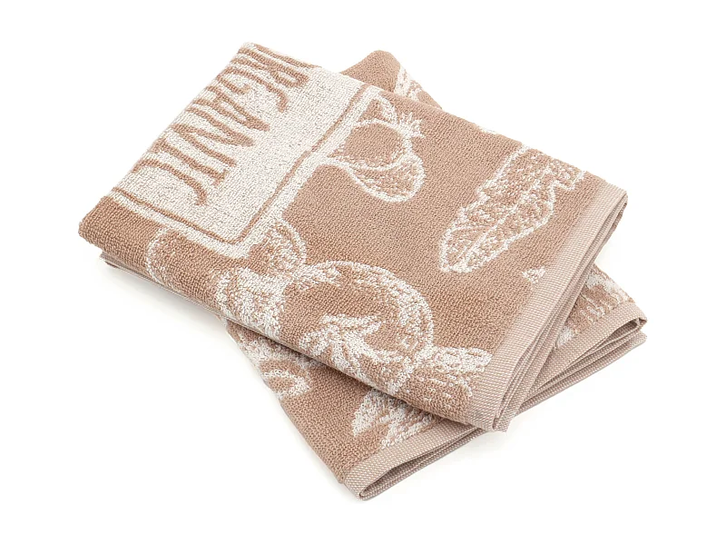 Lot de 2 torchons de cuisine éponge 50x50 cm coton ORGANIC marron