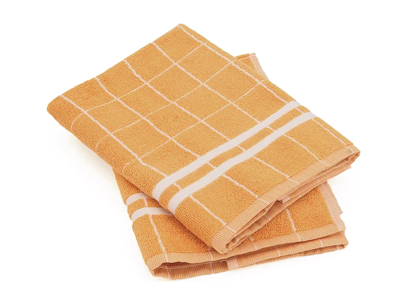 Lot de 2 torchons de cuisine éponge 50x50 cm coton NEW SQUARES jaune