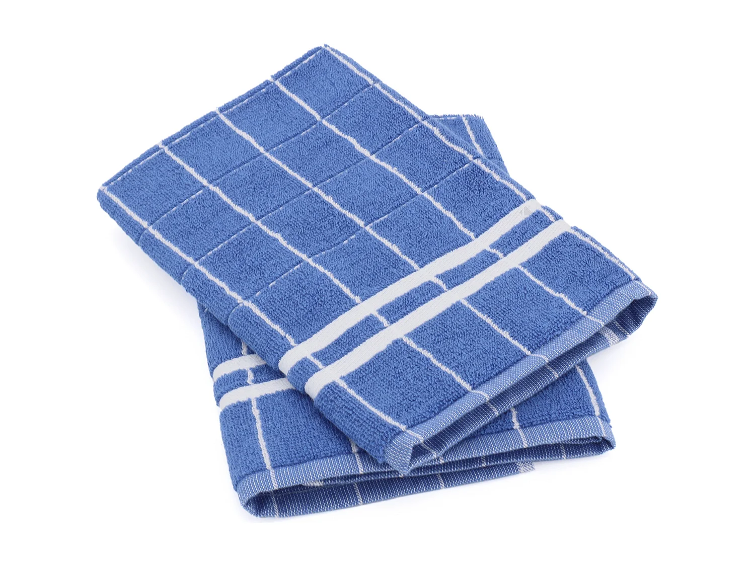 Lot de 2 torchons de cuisine éponge 50x50 cm coton NEW SQUARES bleu