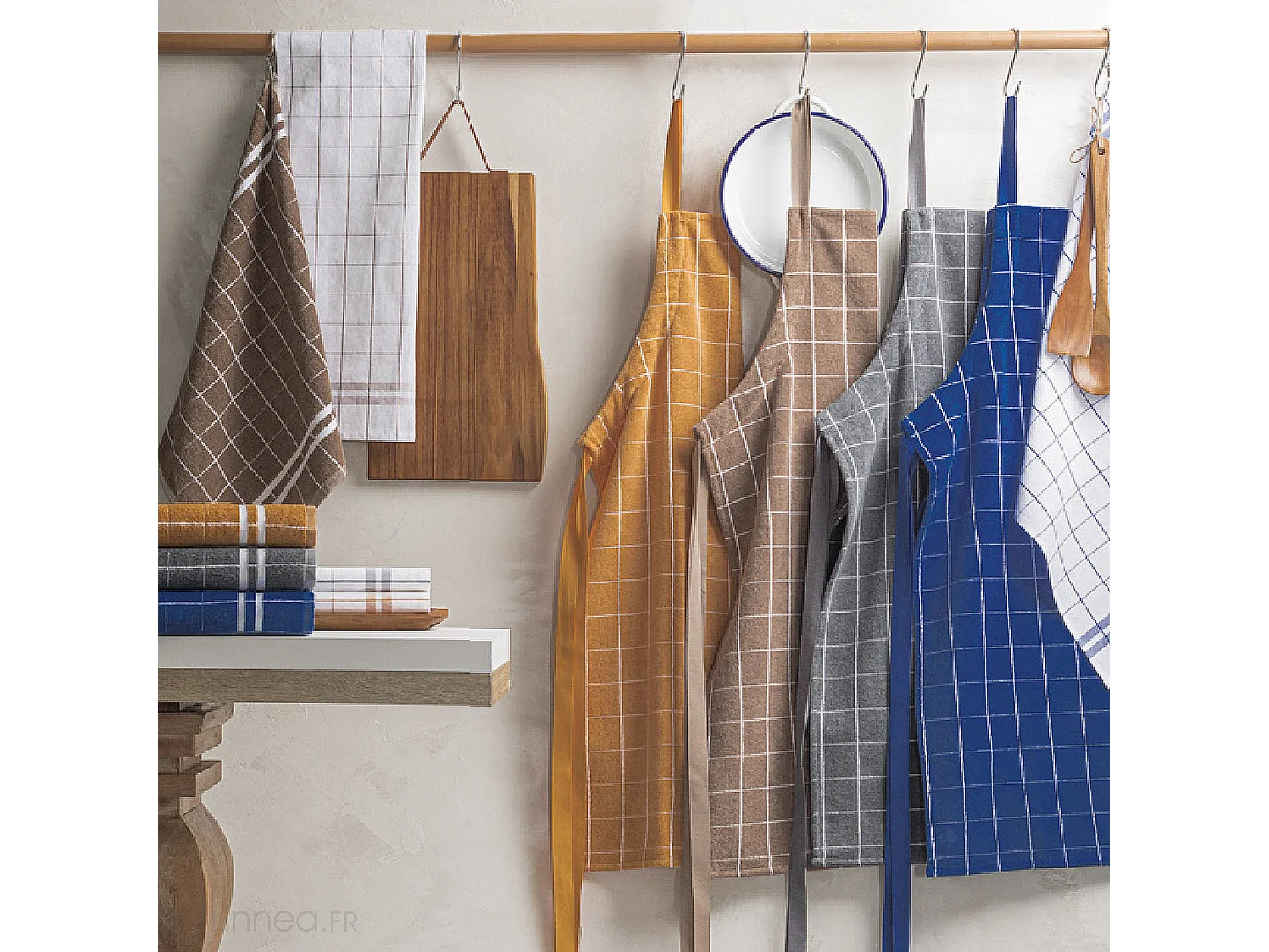 Lot de 2 torchons de cuisine éponge 50x50 cm coton NEW SQUARES bleu