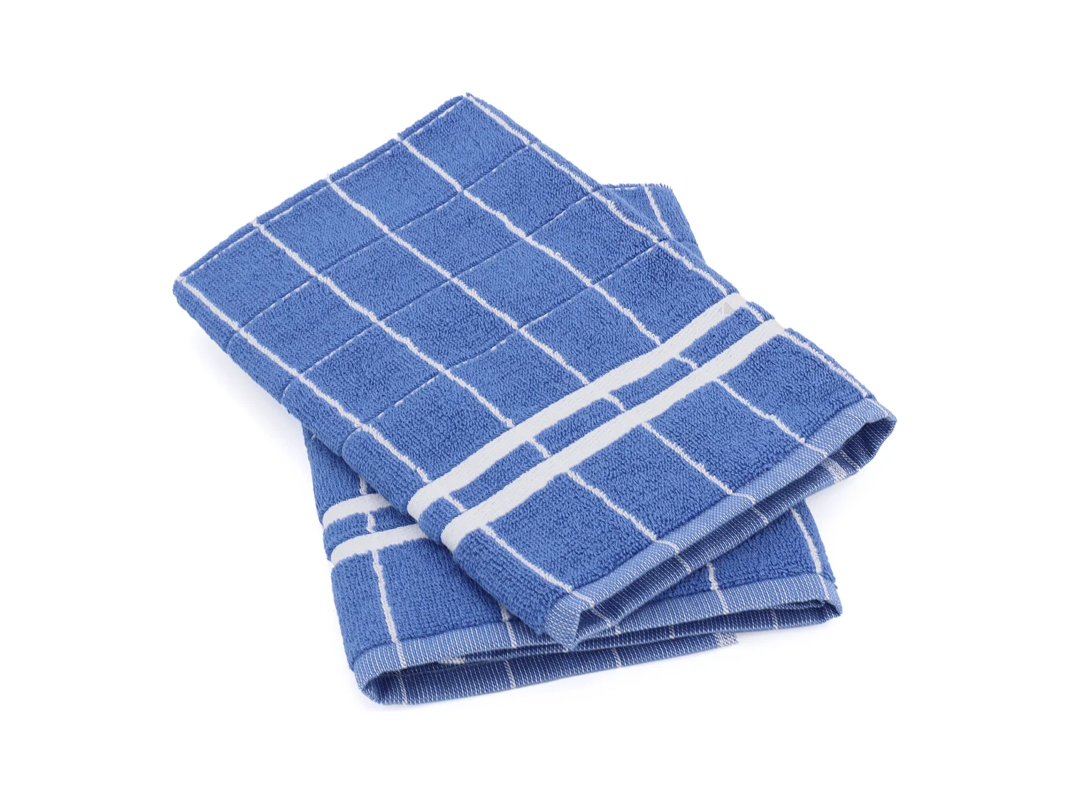 Lot de 2 torchons de cuisine éponge 50x50 cm coton NEW SQUARES bleu