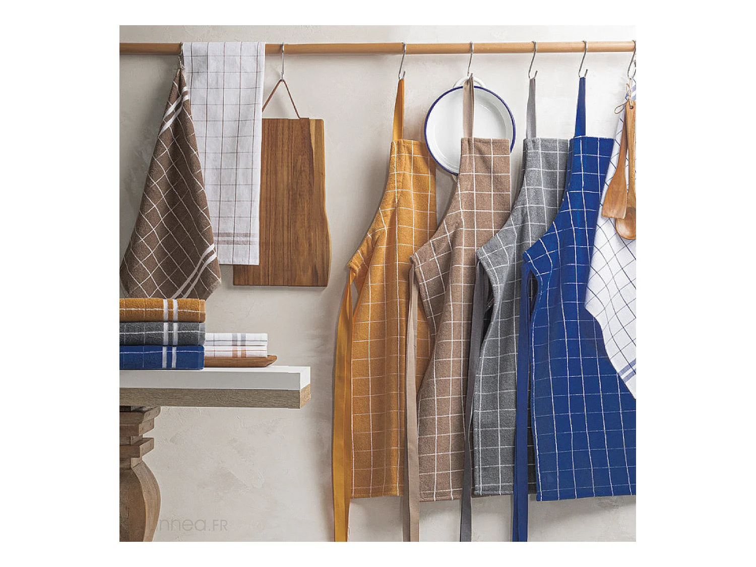 Tablier de cuisine 60x90 cm coton NEW SQUARES marron