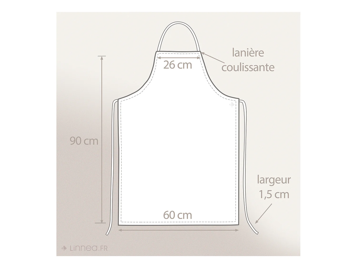 Tablier de cuisine 60x90 cm coton NEW SQUARES marron