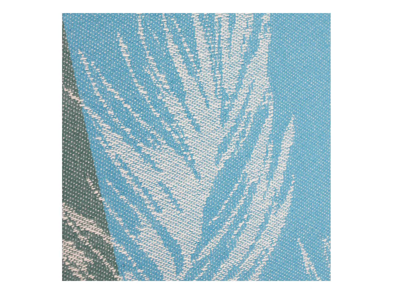 Nappe ovale 170x300 cm PALMIER bleu lagon Jacquard coton + enduction acrylique