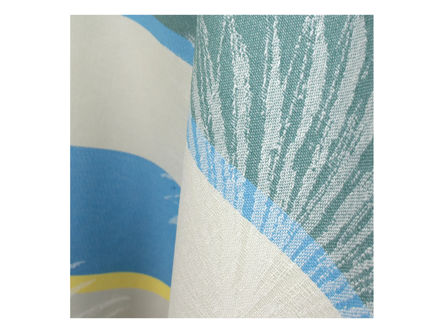 Nappe ovale 170x240 cm PALMIER bleu lagon Jacquard coton + enduction acrylique