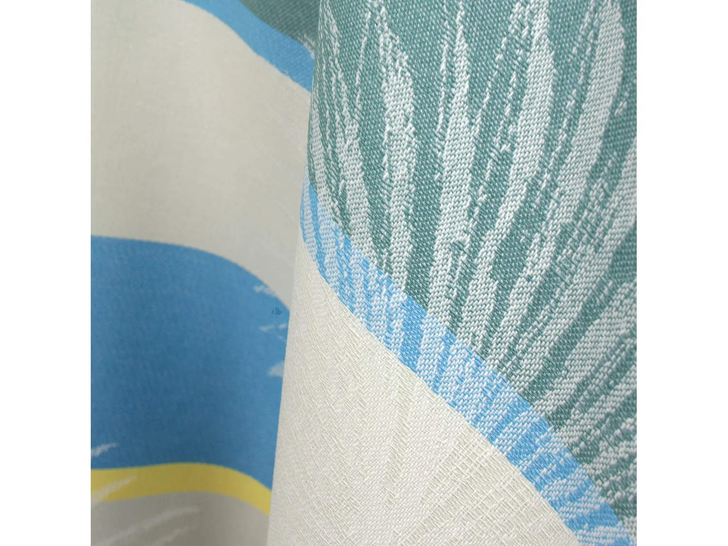 Nappe ovale 170x240 cm PALMIER bleu lagon Jacquard coton + enduction acrylique