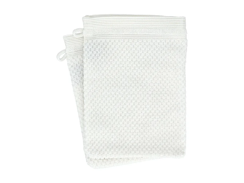 Lot de 2 gants de toilette 16x21 cm DUNE blanc