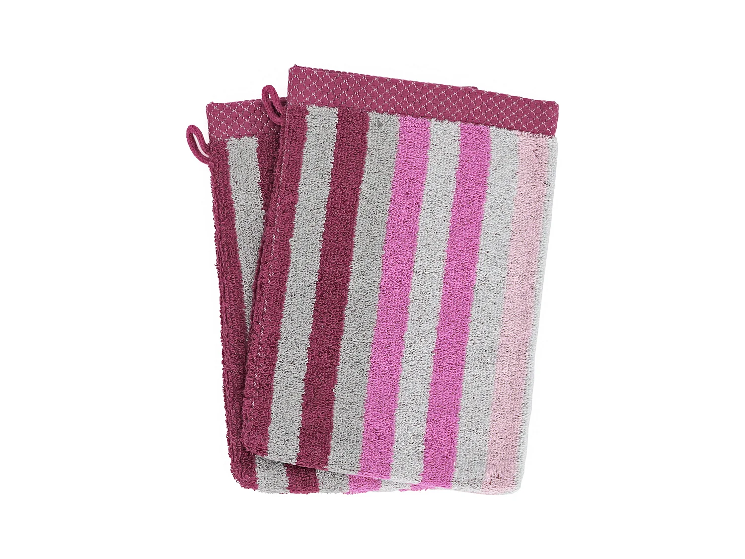 Lot de 2 gants de toilette 16x21 cm PURE STRIPES rose lavande