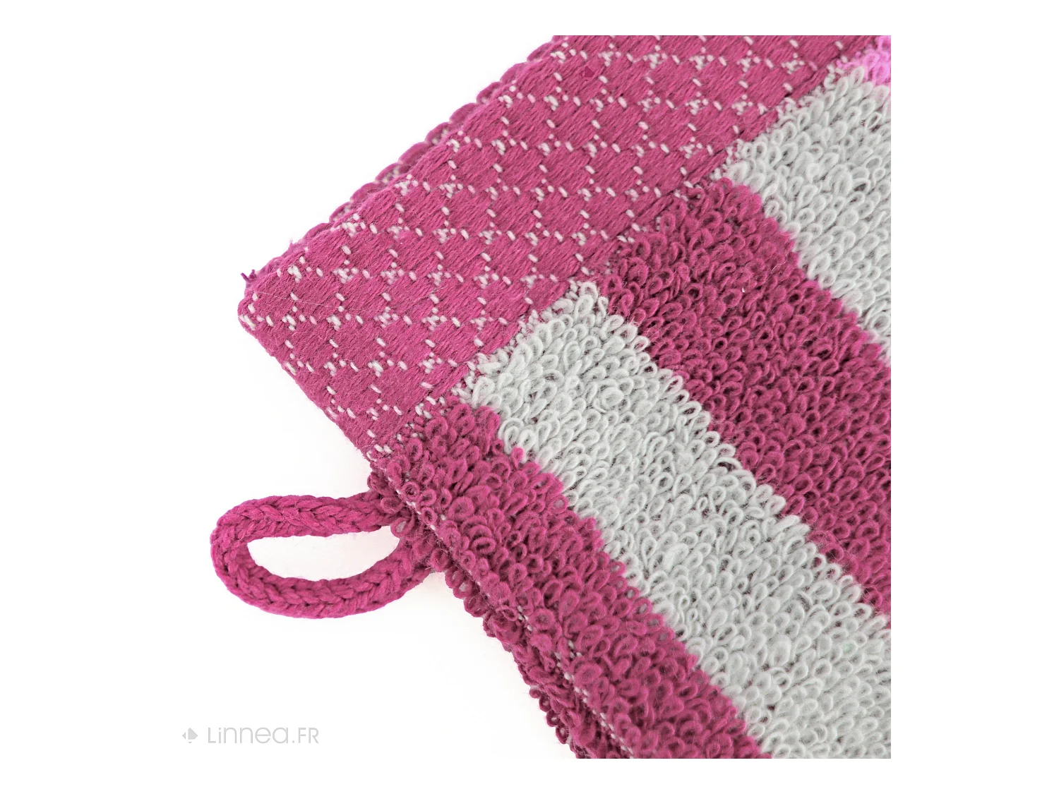Lot de 2 gants de toilette 16x21 cm PURE STRIPES rose lavande
