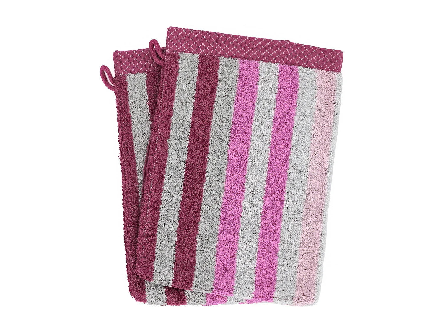 Lot de 2 gants de toilette 16x21 cm PURE STRIPES rose lavande