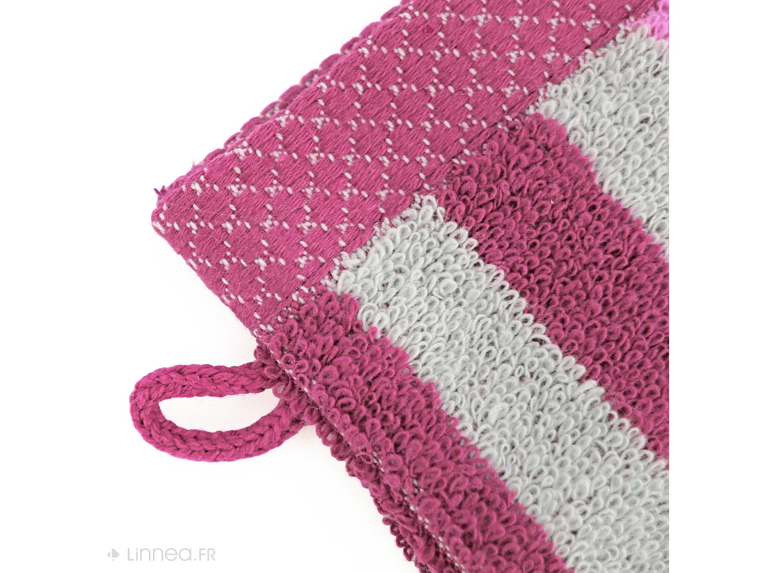 Lot de 2 gants de toilette 16x21 cm PURE STRIPES rose lavande