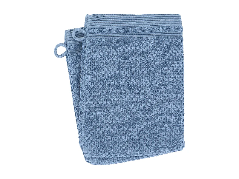 Lot de 2 gants de toilette 16x21 cm DUNE bleu mer
