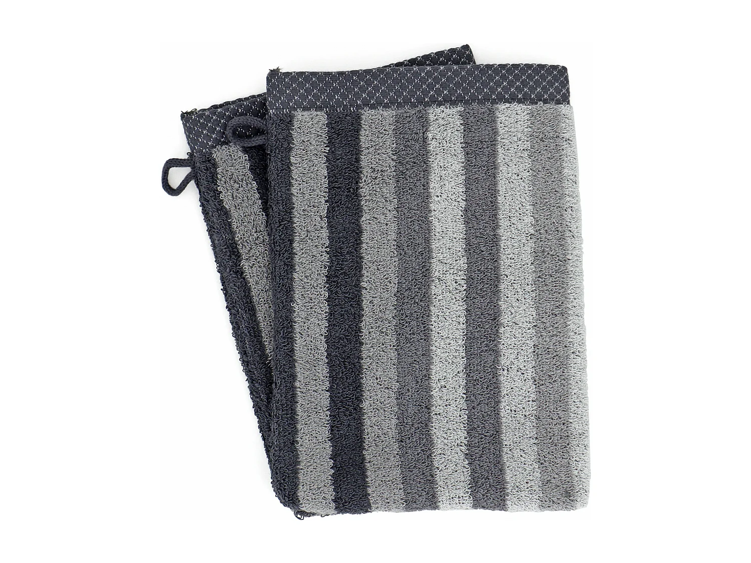 Lot de 2 gants de toilette 16x21 cm PURE STRIPES anthracite