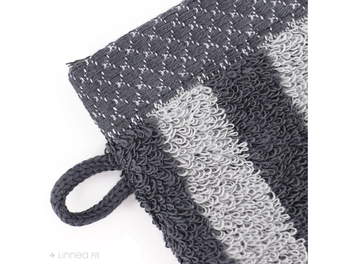 Lot de 2 gants de toilette 16x21 cm PURE STRIPES anthracite