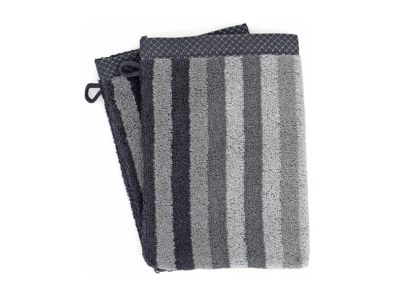 Lot de 2 gants de toilette 16x21 cm PURE STRIPES anthracite