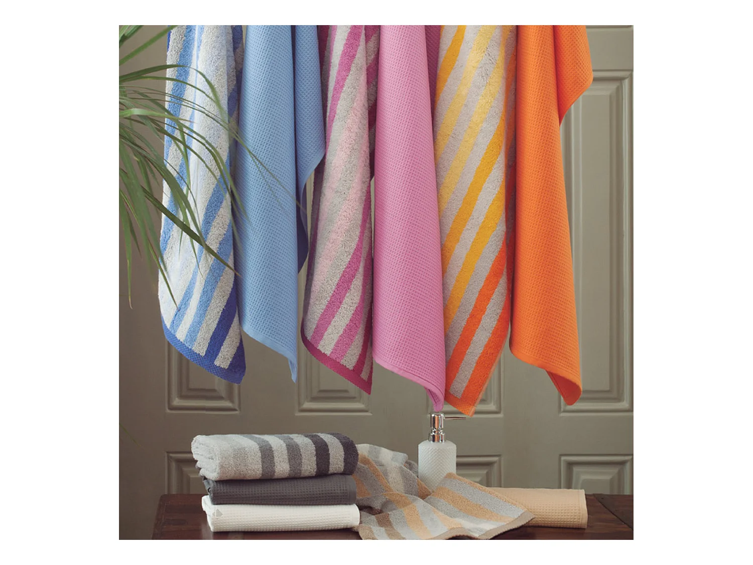 Lot de 2 gants de toilette 16x21 cm PURE STRIPES bleu mer