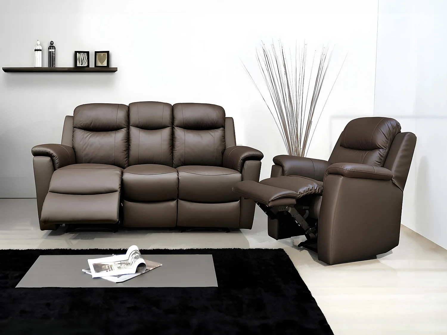 Relaxsofa Leder 2-Sitzer - Braun - EVASION