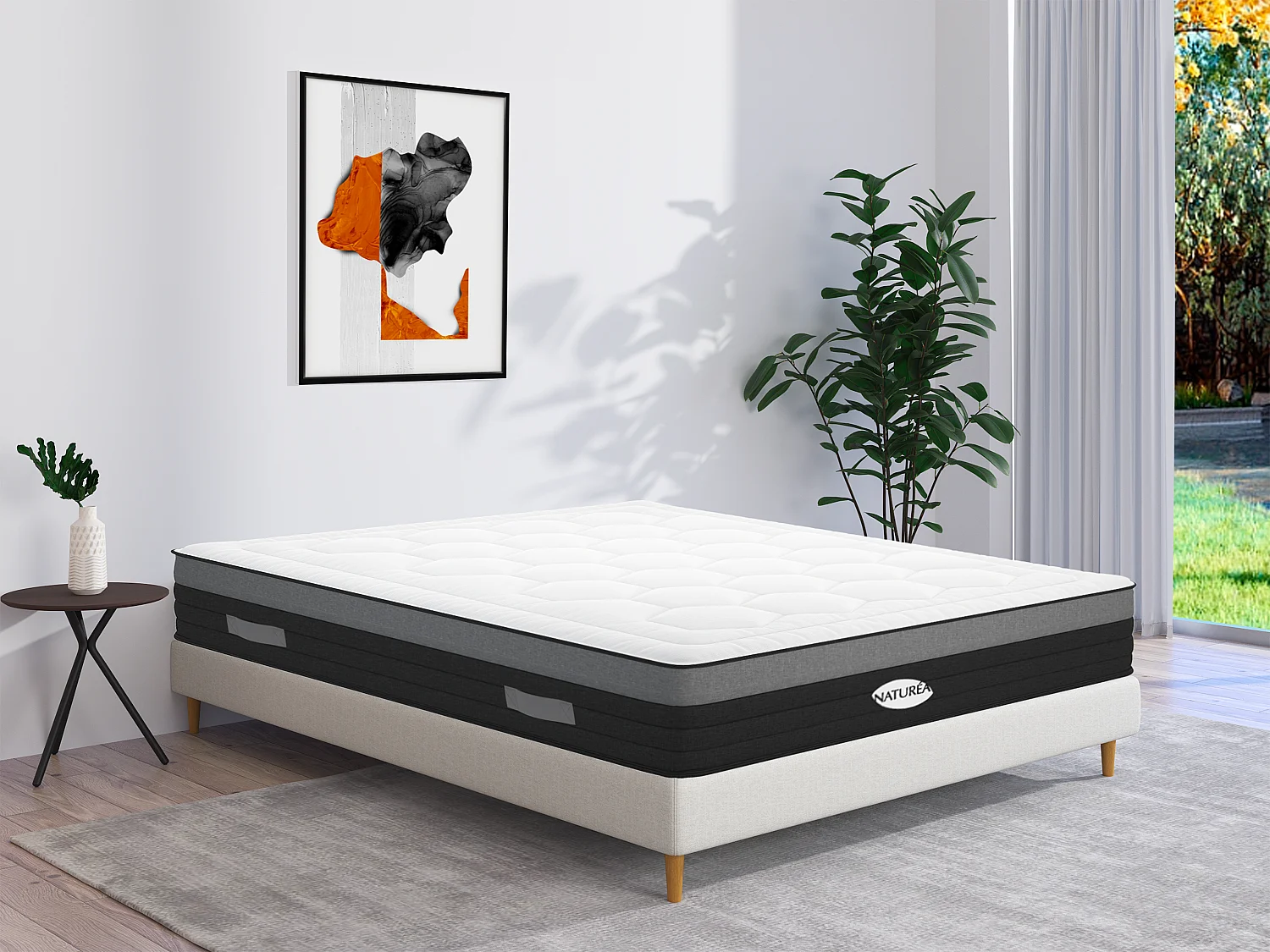 Colchão 160 x 200 cm híbrido de molas ensacadas 7 zonas e com memória de forma esp. 25 cm - AMARANTE de NATUREA