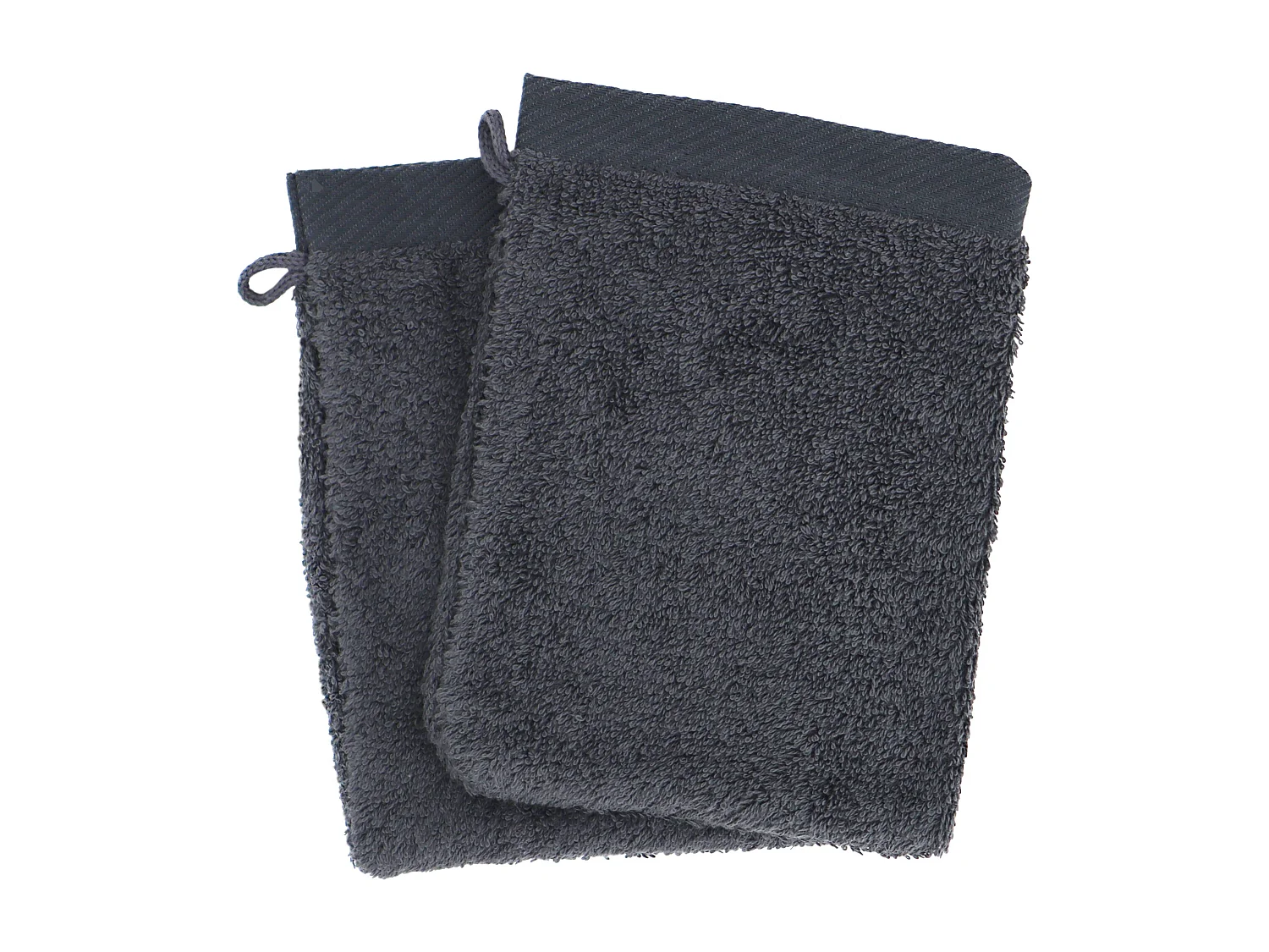 Lot de 2 gants de toilette 16x21 cm coton peigné ALBA anthracite