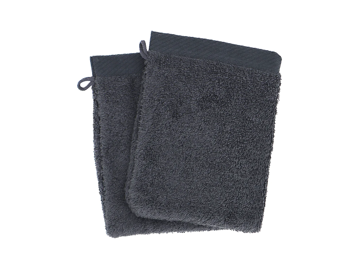 Lot de 2 gants de toilette 16x21 cm coton peigné ALBA anthracite
