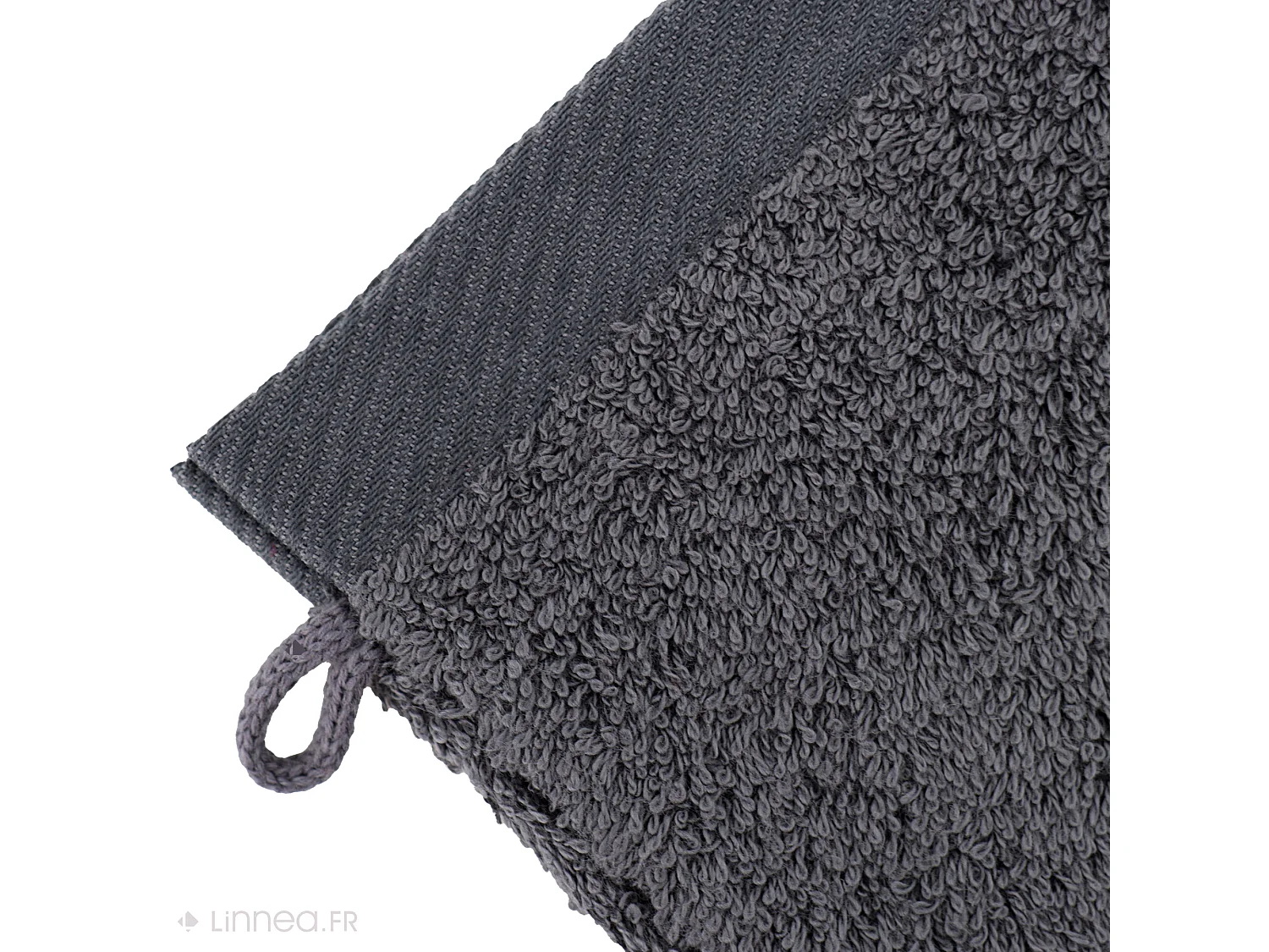 Lot de 2 gants de toilette 16x21 cm coton peigné ALBA anthracite