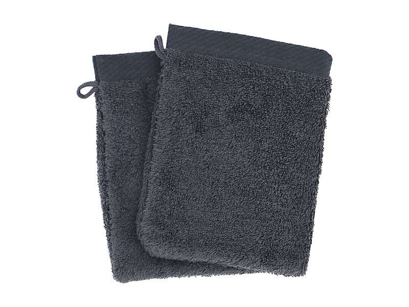 Lot de 2 gants de toilette 16x21 cm coton peigné ALBA anthracite