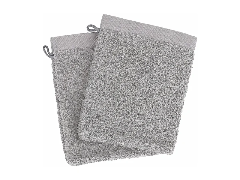 Lot de 2 gants de toilette 16x21 cm coton peigné ALBA argent