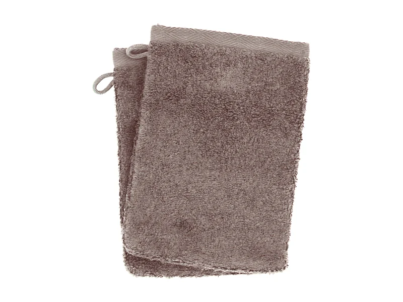 Lot de 2 gants de toilette 16x21 cm SOFTY taupe