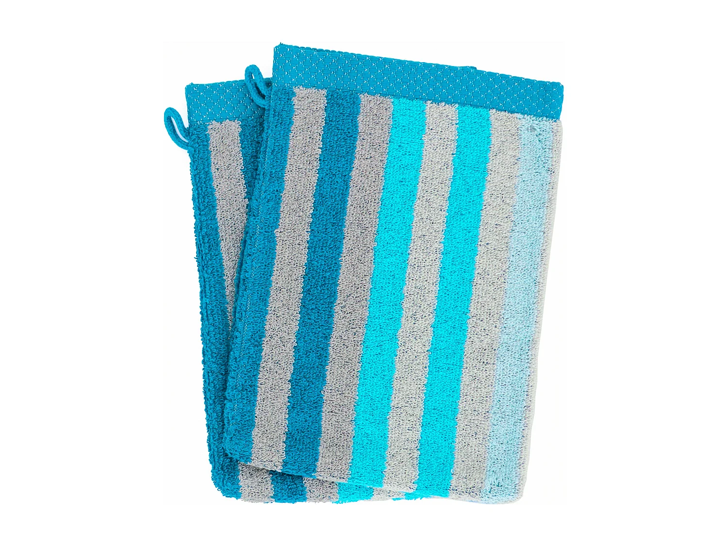 Lot de 2 gants de toilette 16x21 cm PURE STRIPES turquoise