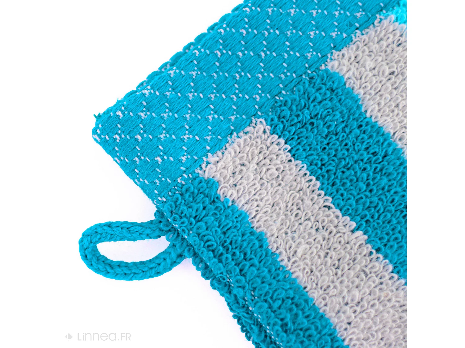 Lot de 2 gants de toilette 16x21 cm PURE STRIPES turquoise