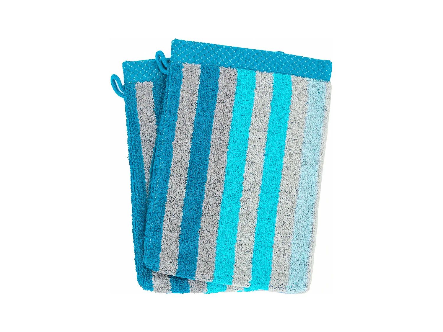 Lot de 2 gants de toilette 16x21 cm PURE STRIPES turquoise