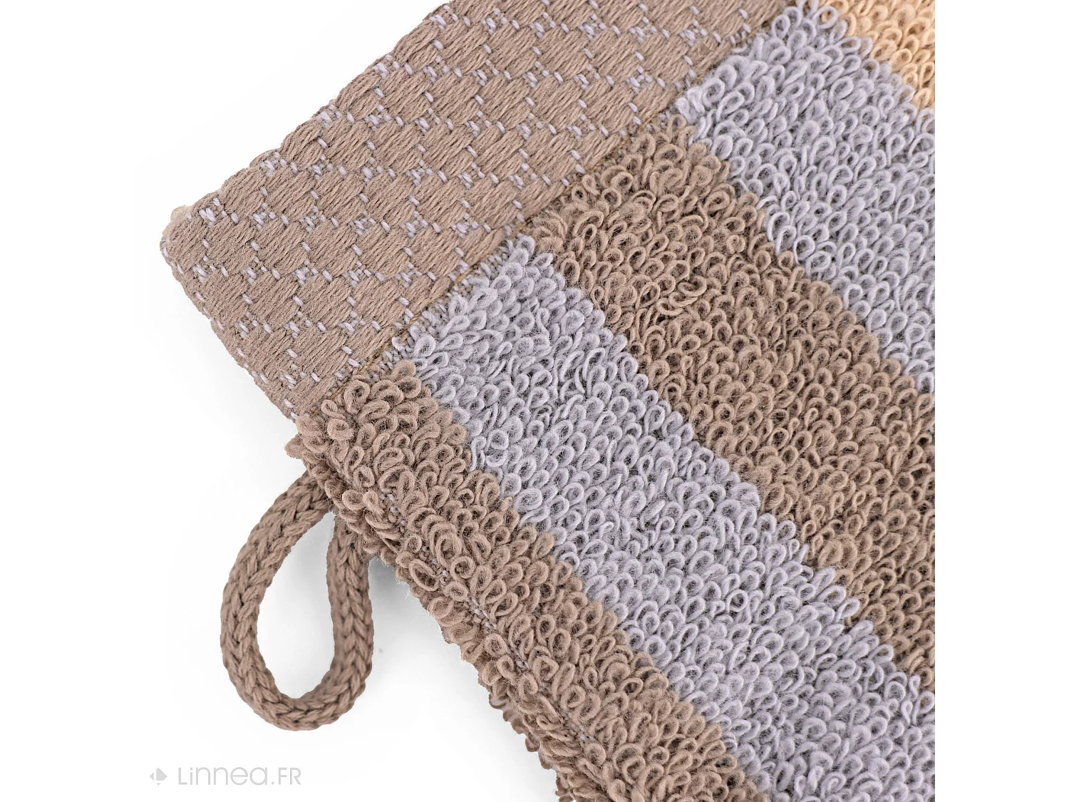 Lot de 2 gants de toilette 16x21 cm PURE STRIPES beige