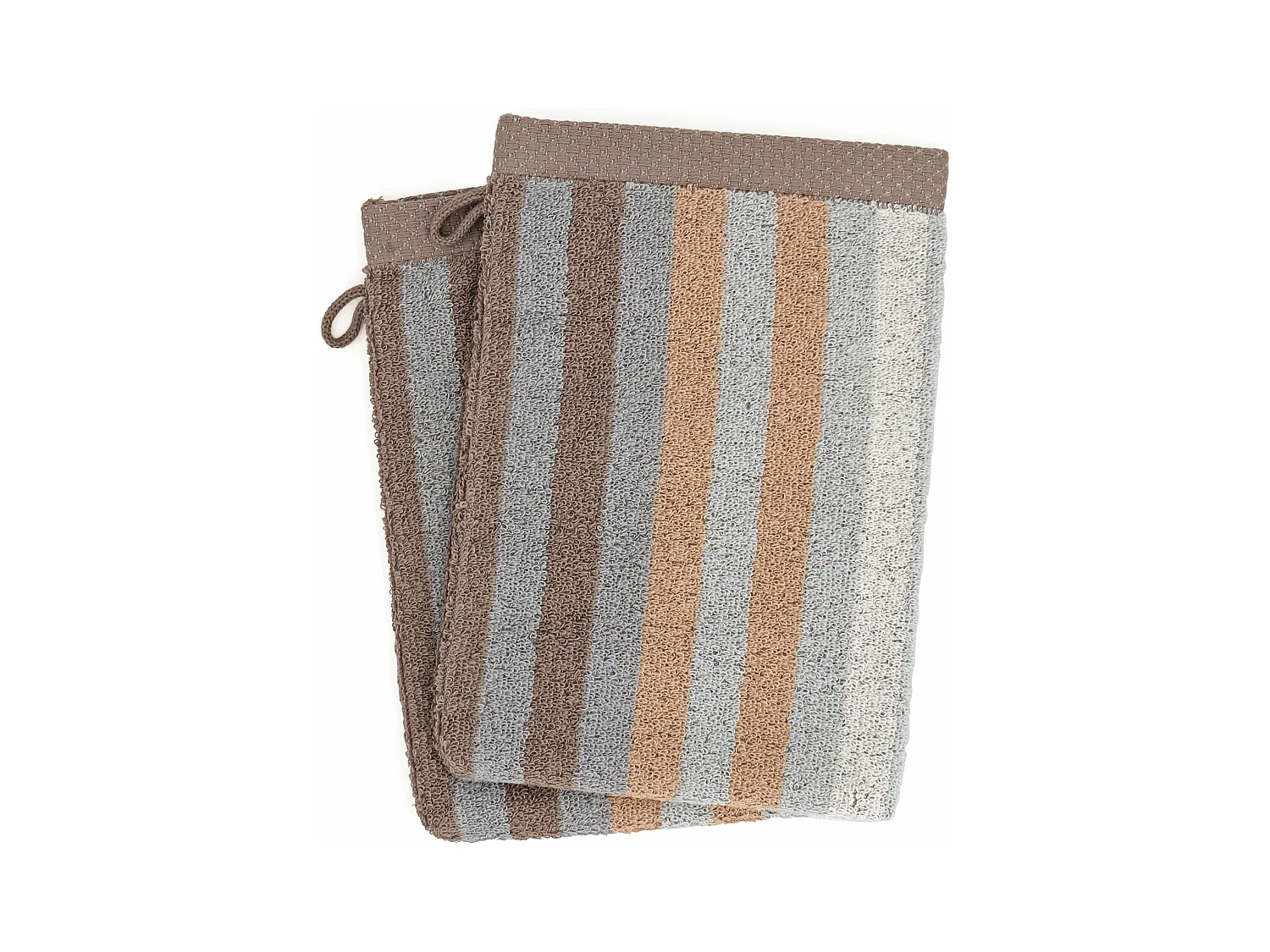 Lot de 2 gants de toilette 16x21 cm PURE STRIPES beige