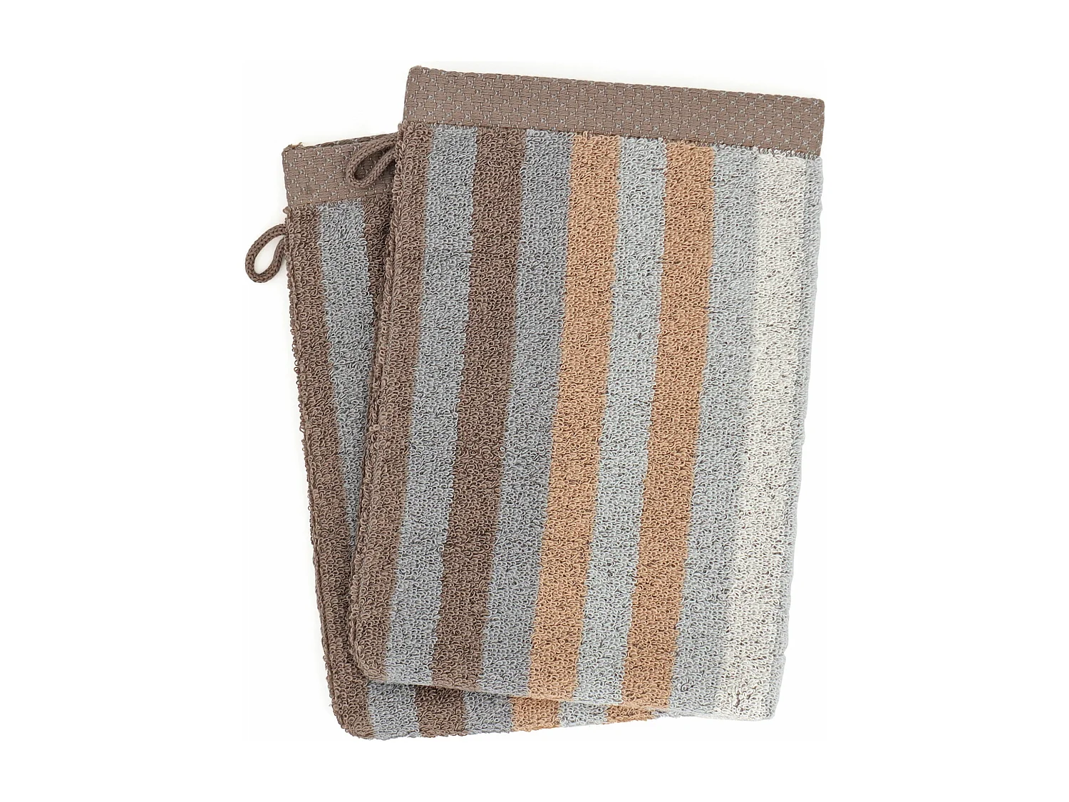 Lot de 2 gants de toilette 16x21 cm PURE STRIPES beige