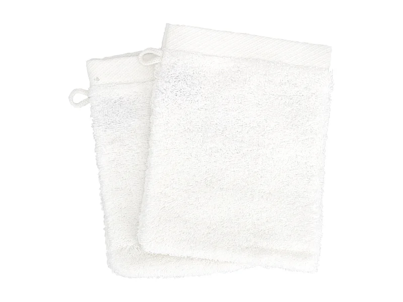 Lot de 2 gants de toilette 16x21 cm coton peigné ALBA blanc