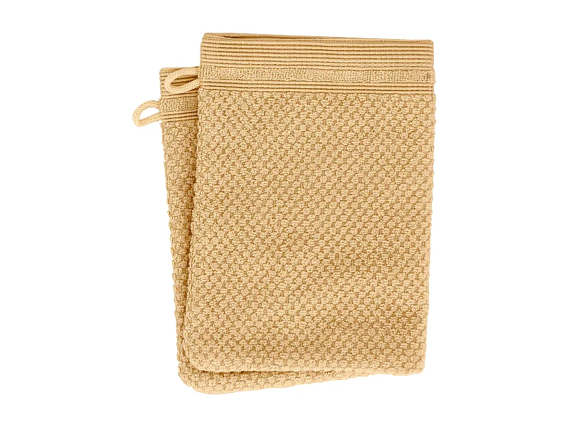Lot de 2 gants de toilette 16x21 cm DUNE jaune quartz