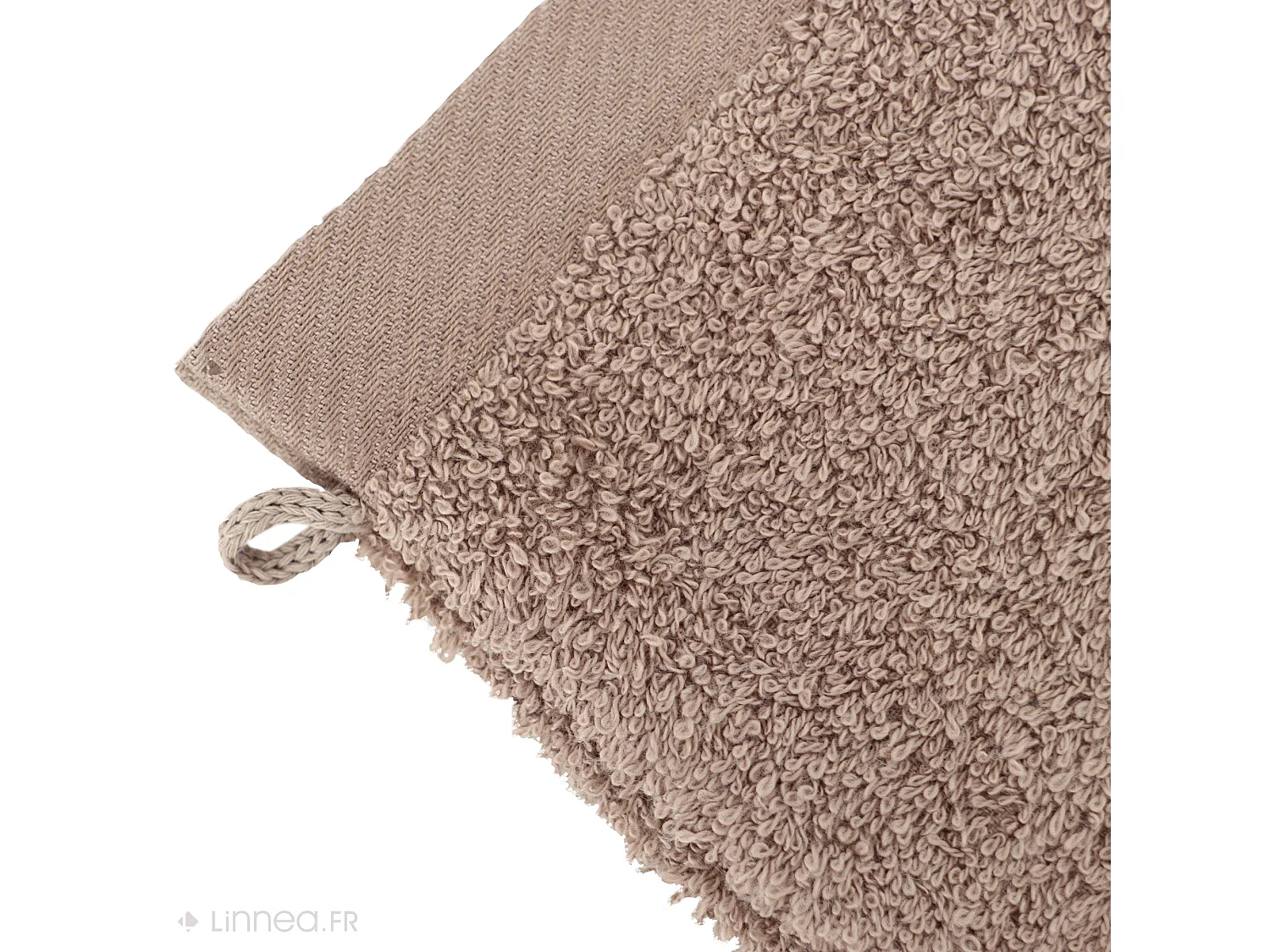 Lot de 2 gants de toilette 16x21 cm coton peigné ALBA taupe