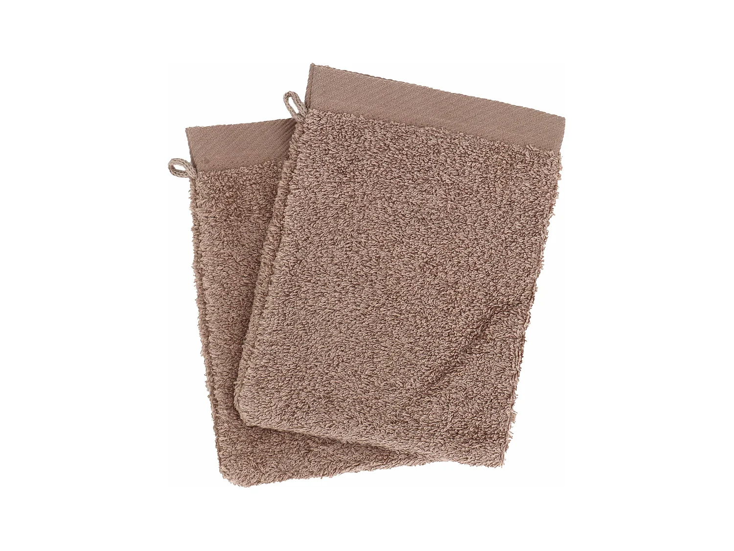 Lot de 2 gants de toilette 16x21 cm coton peigné ALBA taupe