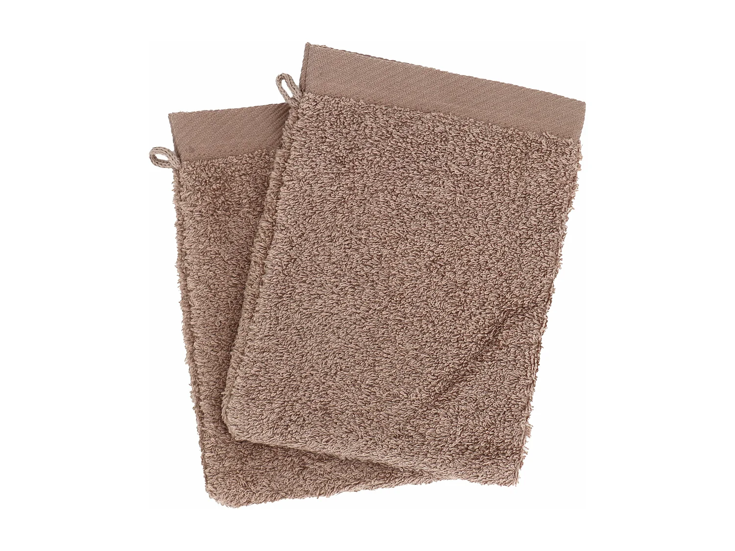 Lot de 2 gants de toilette 16x21 cm coton peigné ALBA taupe