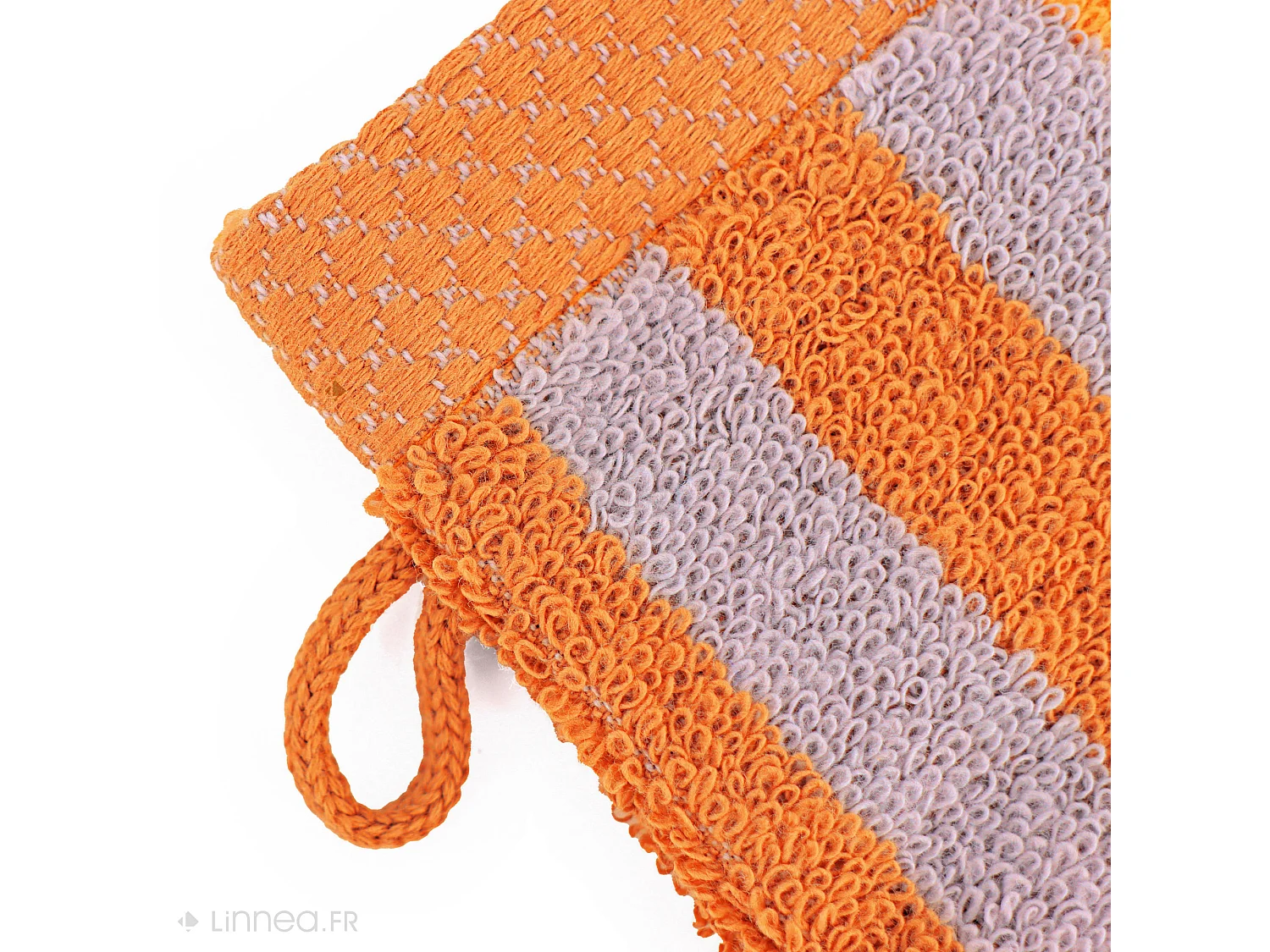 Lot de 2 gants de toilette 16x21 cm PURE STRIPES butane